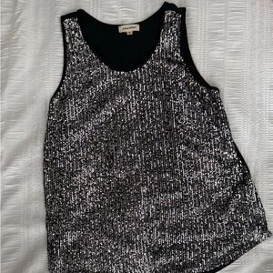 Urban diction Black and Silver Sequin Tank Top